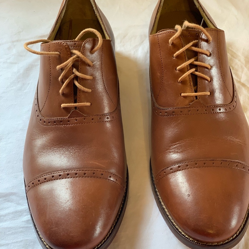 Cole Haan Brown Leather Oxford Shoes with Cap Toe